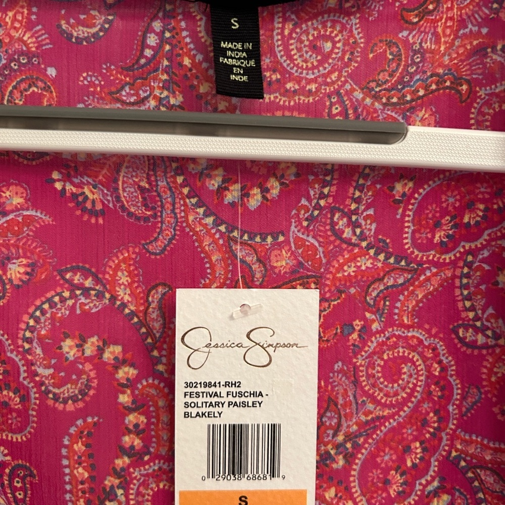 NWT Jessica Simpson Vibrant Pink Paisley Long Duster - Picture 3 of 3